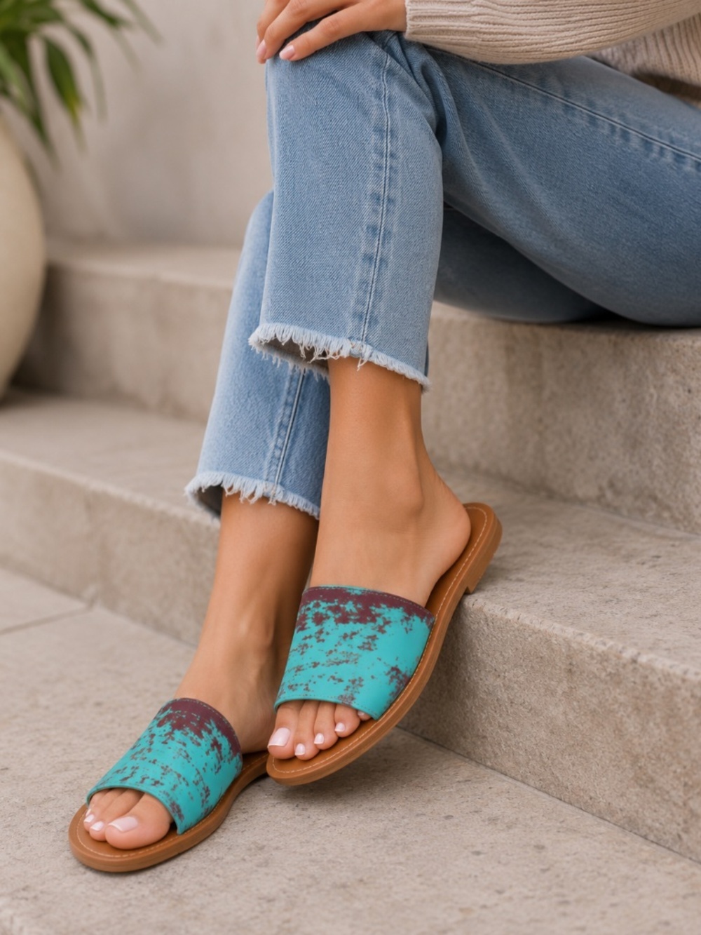 Lulu Rusted Turquoise Sandals - Picture 1 of 1